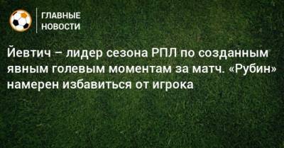 Йевтич – лидер сезона РПЛ по созданным явным голевым моментам за матч. «Рубин» намерен избавиться от игрока