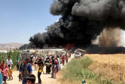 В лагере сирийских беженцев на севере Ливана произошел пожар