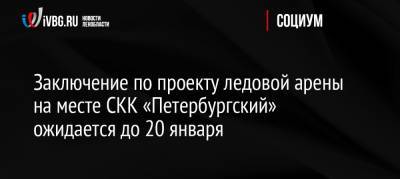 Заключение по проекту ледовой арены на месте СКК «Петербургский» ожидается до 20 января