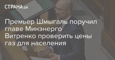Премьер Шмыгаль поручил главе Минэнерго Витренко проверить цены газ для населения