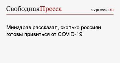 Минздрав рассказал, сколько россиян готовы привиться от COVID-19
