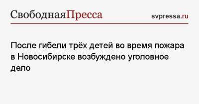 После гибели трёх детей во время пожара в Новосибирске возбуждено уголовное дело