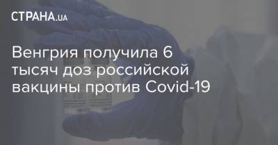 Венгрия получила 6 тысяч доз российской вакцины против Covid-19