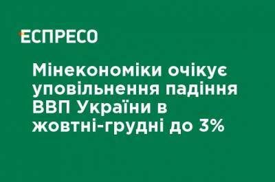 Минэкономики ожидает замедления падения ВВП Украины в октябре-декабре до 3%