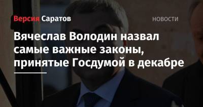 Вячеслав Володин назвал самые важные законы, принятые Госдумой в декабре