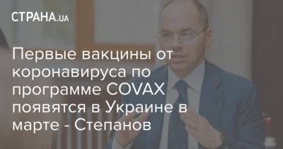 Первые вакцины от коронавируса по программе COVAX появятся в Украине в марте - Степанов