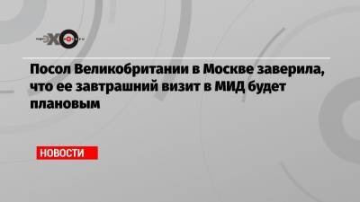 Посол Великобритании в Москве заверила, что ее завтрашний визит в МИД будет плановым