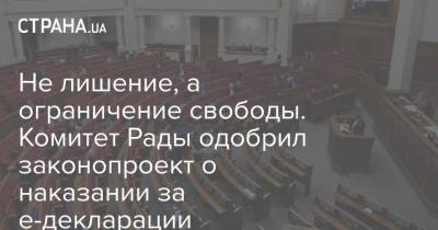 Не лишение, а ограничение свободы. Комитет Рады одобрил законопроект о наказании за е-декларации
