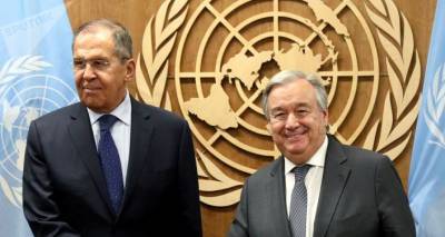 Лавров и Гутерреш обсудили роль ООН в решении гуманитарных проблем в Карабахе