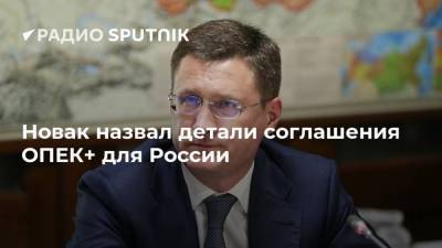 Новак назвал детали соглашения ОПЕК+ для России