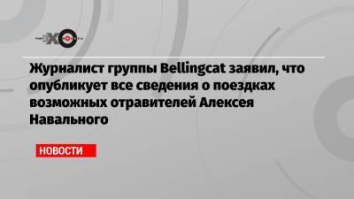 Журналист группы Bellingcat заявил, что опубликует все сведения о поездках возможных отравителей Алексея Навального