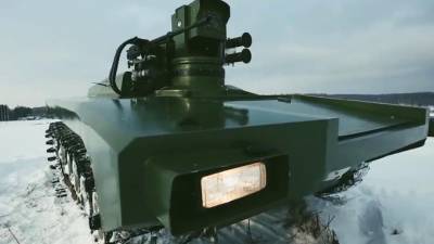 В России провели автономные ходовые испытания боевого робота в зимних условиях
