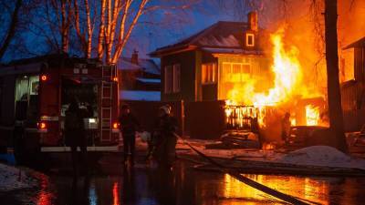 Жертвами пожара в деревянной избушке в Прикамье стали два человека