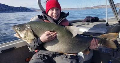 Выловил рыбку из пруда: 11-летний мальчик выудил гигантскую форель