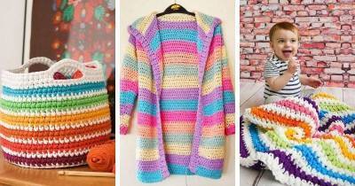 От коврика до свитера: 17 радужных идей для вязания крючком
