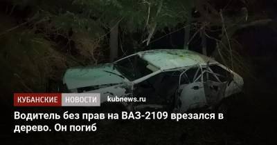 Водитель без прав на ВАЗ-2109 врезался в дерево. Он погиб