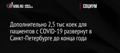 Дополнительно 2,5 тыс коек для пациентов с COVID-19 развернут в Санкт-Петербурге до конца года