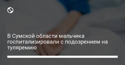 В Сумской области мальчика госпитализировали с подозрением на туляремию