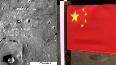 «Чанъэ — 5» впервые прислал динамичный снимок китайского флага на фоне Луны