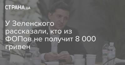 У Зеленского рассказали, кто из ФОПов не получит 8 000 гривен