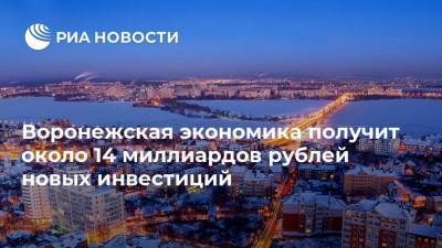 Воронежская экономика получит около 14 миллиардов рублей новых инвестиций