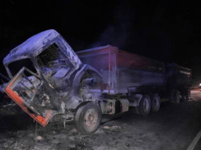 На трассе в Башкирии сгорел грузовик