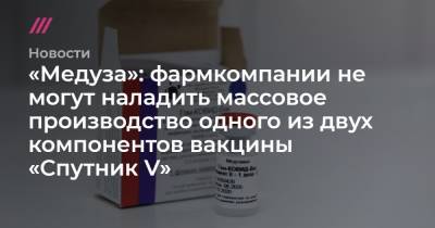 «Медуза»: фармкомпании не могут наладить массовое производство одного из двух компонентов вакцины «Спутник V»
