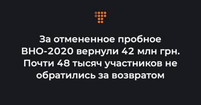 За отмененное пробное ВНО-2020 вернули 42 млн грн. Почти 48 тысяч участников не обратились за возвратом
