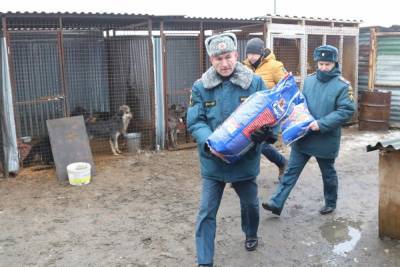 Сотрудники рязанского МЧС передали 100 кг корма для бездомных животных