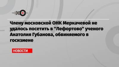 Члену московской ОНК Меркачевой не удалось посетить в «Лефортово» ученого Анатолия Губанова, обвиняемого в госизмене