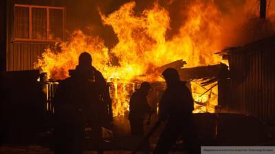 Огонь охватил 3 тыс. квадратных метров торгового павильона в Ростове