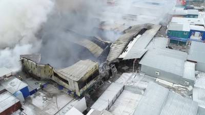 Тушение рынка в Ростове-на-Дону сняли на видео с воздуха
