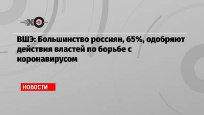 ВШЭ: Большинство россиян, 65%, одобряют действия властей по борьбе с коронавирусом
