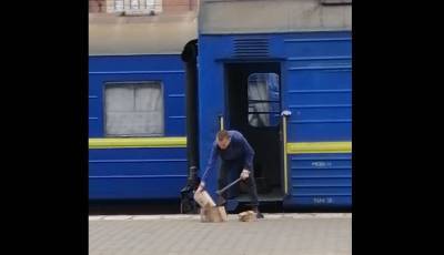В Одессе проводник "Укрзализныци" колол дрова, чтобы растопить в поезде