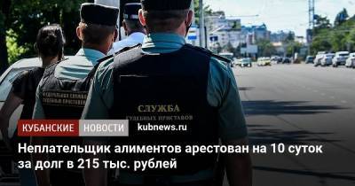 Неплательщик алиментов арестован на 10 суток за долг в 215 тыс. рублей