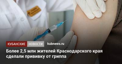 Более 2,5 млн жителей Краснодарского края сделали прививку от гриппа