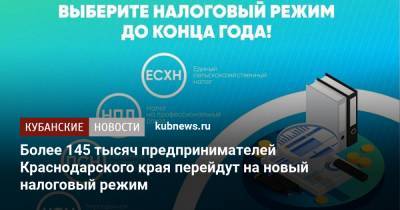 Более 145 тысяч предпринимателей Краснодарского края перейдут на новый налоговый режим