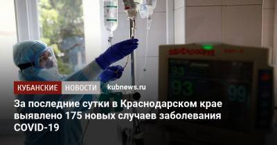 За последние сутки в Краснодарском крае выявлено 175 новых случаев заболевания COVID-19