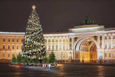 Новогоднюю ель на Дворцовой площади установили за одну ночь