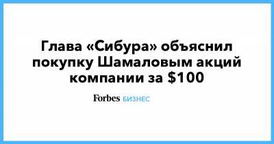 Глава «Сибура» объяснил покупку Шамаловым акций компании за $100
