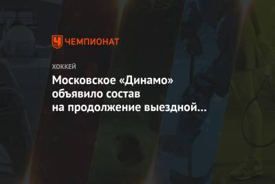 Московское «Динамо» объявило состав на продолжение выездной серии