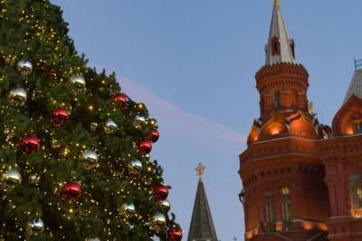 На Манежной площади в Москве установили новогоднюю елку