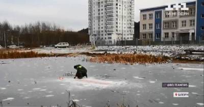 Топором с примерзлого льда: так в Беларуси коммунальщики борются с главным символом протестов в стране