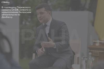 В годовщину Парижского саммита ОПЗЖ заявила о невыполнении Зеленским обязательств по Донбассу