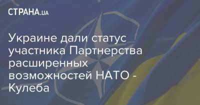 Украине дали статус участника Партнерства расширенных возможностей НАТО - Кулеба