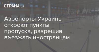Аэропорты Украины откроют пункты пропуска, разрешив въезжать иностранцам