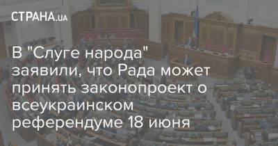 В "Слуге народа" заявили, что Рада может принять законопроект о всеукраинском референдуме 18 июня