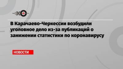 В Карачаево-Черкессии возбудили уголовное дело из-за публикаций о занижении статистики по коронавирусу