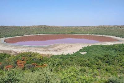 В Индии древнее озеро за несколько дней стало розовым
