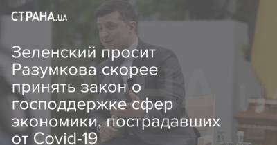 Зеленский просит Разумкова скорее принять закон о господдержке сфер экономики, пострадавших от Covid-19